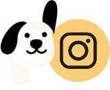 The petloov dog beside the Instagram logo